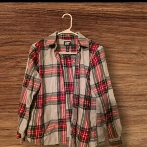 Lands' End Red and Green Plaid Shirt
